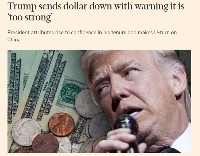 Presidente Trump apoya un dólar más débil